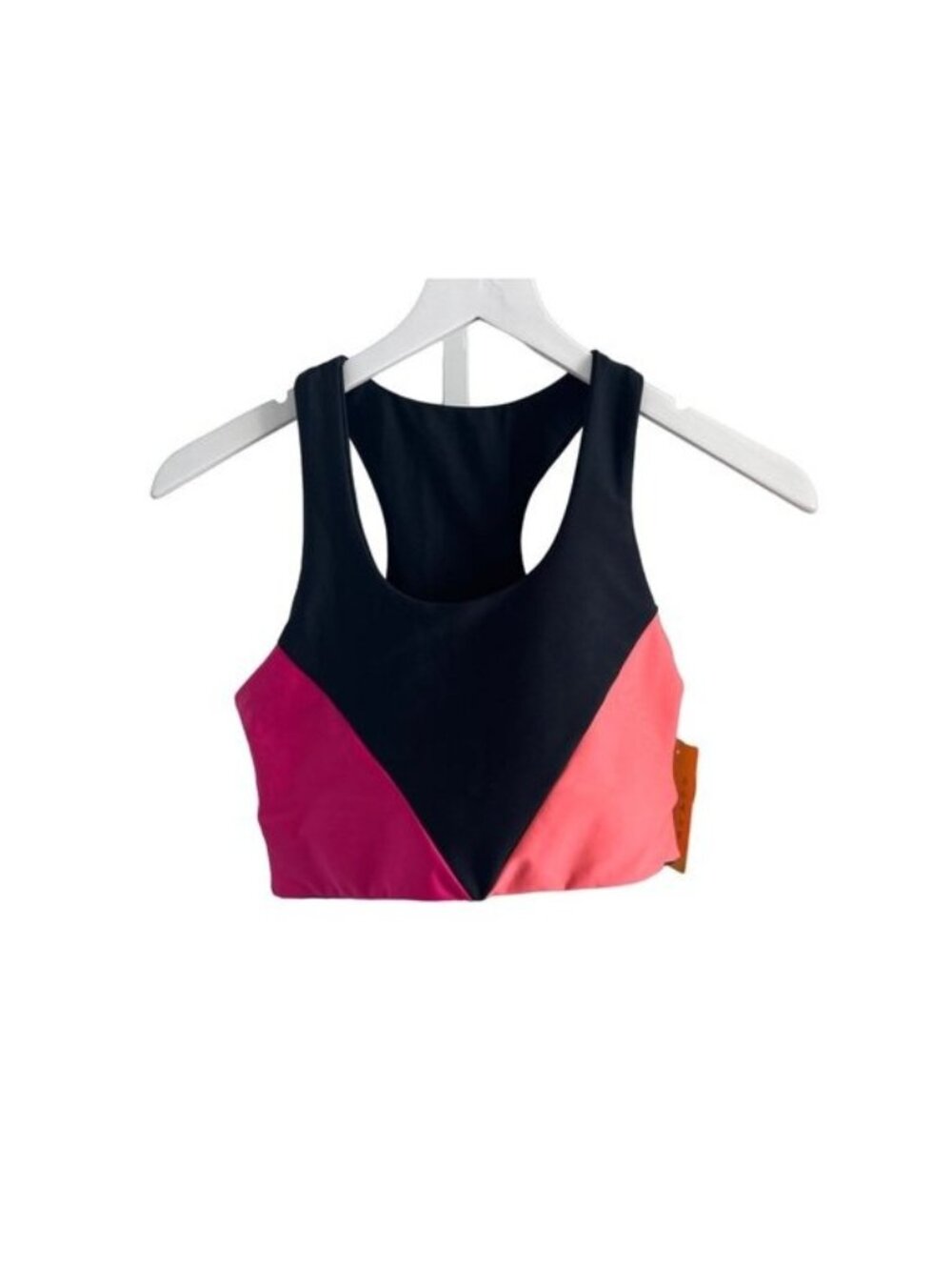 Becco Reversible Sports Bra Pink Coral Color-Block Racerback UPF 20